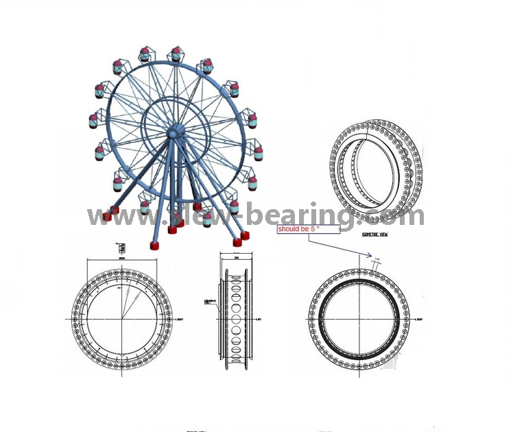 Cuscinetto dell'anello di vuotamento dell'ingranaggio interno della singola fila resistente della palla per la ruota panoramica